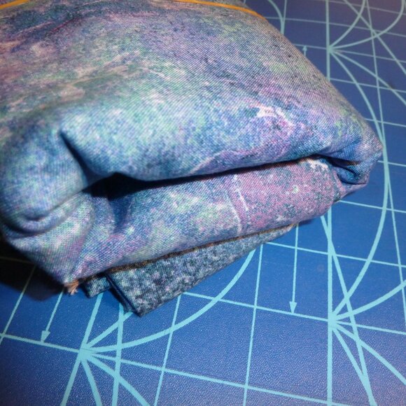 Tie-dye fabric in shades of lilac, purple, blue, turquoise, and white - Picture 2 of 2